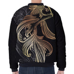 Bohemian Spiritual Fish Print Zip Sleeve Bomber Jacket