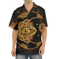 Bohemian Sun And Moon Print Aloha Shirt