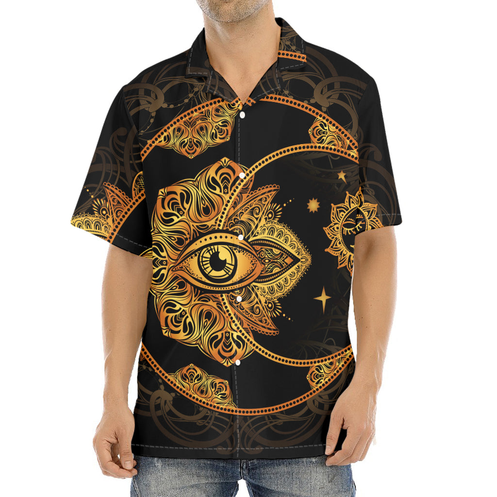 Bohemian Sun And Moon Print Aloha Shirt