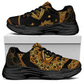 Bohemian Sun And Moon Print Black Chunky Shoes