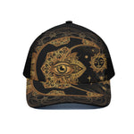 Bohemian Sun And Moon Print Black Mesh Trucker Cap