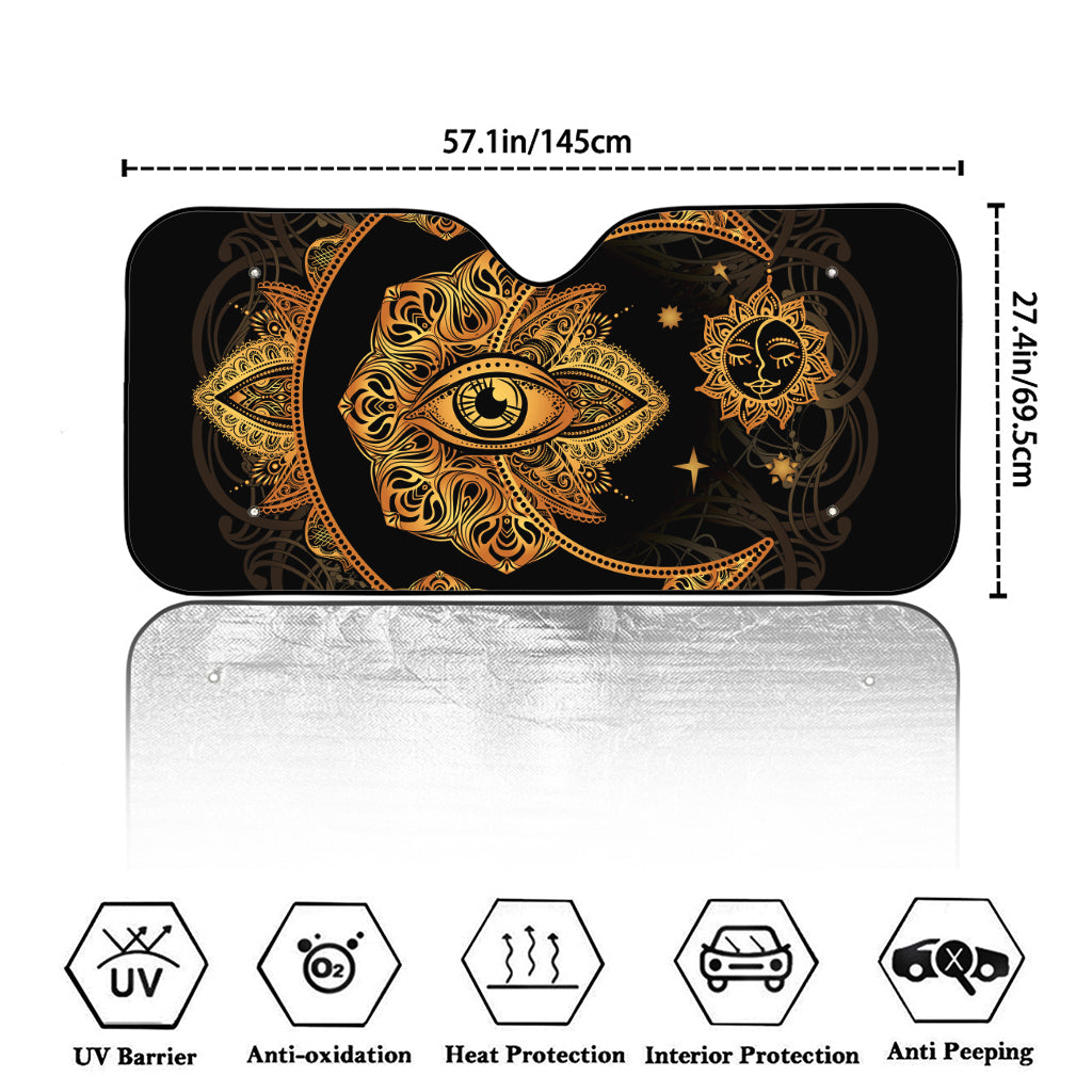Bohemian Sun And Moon Print Car Windshield Sun Shade