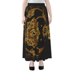 Bohemian Sun And Moon Print Chiffon Maxi Skirt