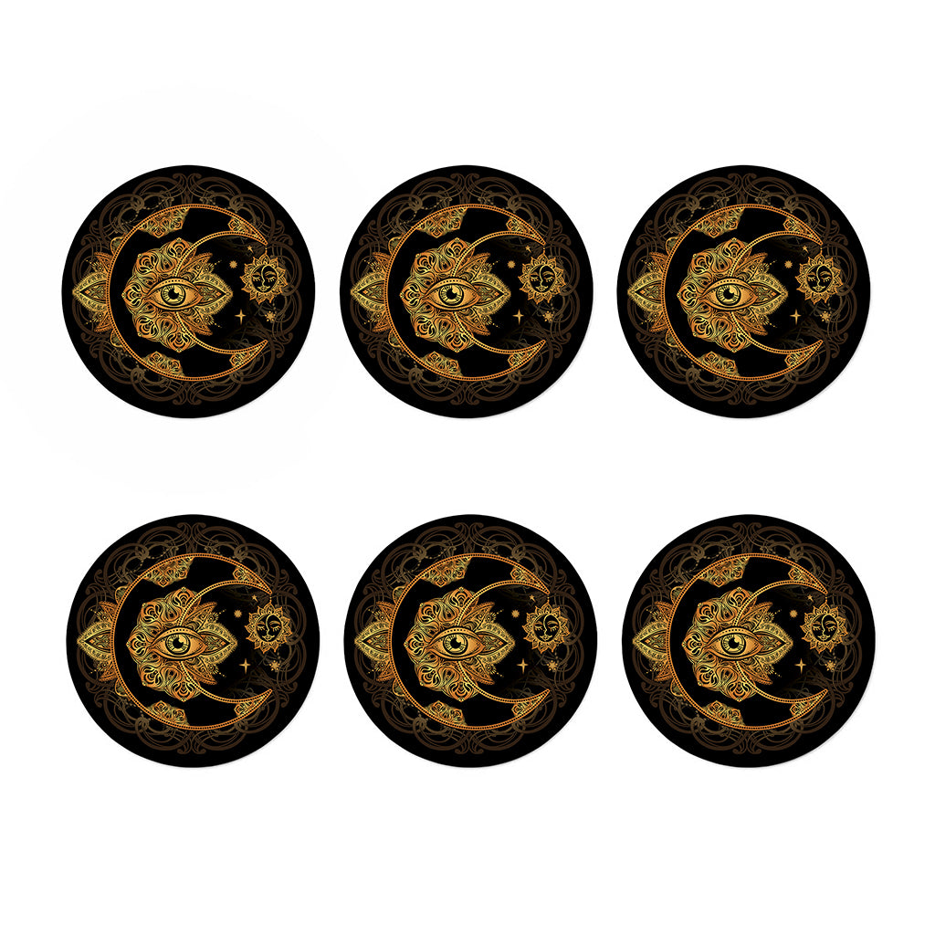 Bohemian Sun And Moon Print Coaster Set