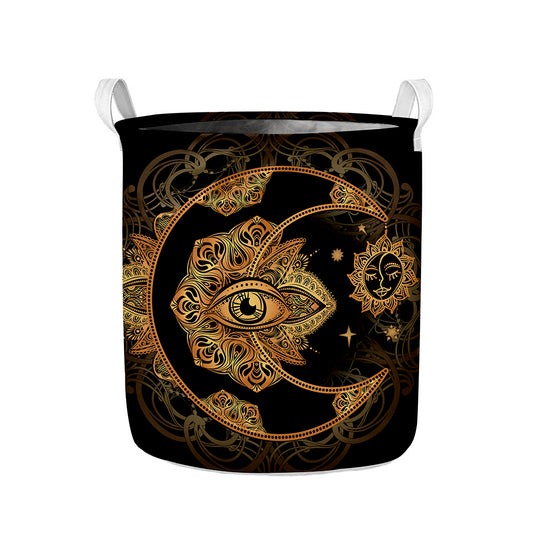 Bohemian Sun And Moon Print Collapsible Laundry Basket