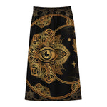 Bohemian Sun And Moon Print Cotton Front Slit Maxi Skirt