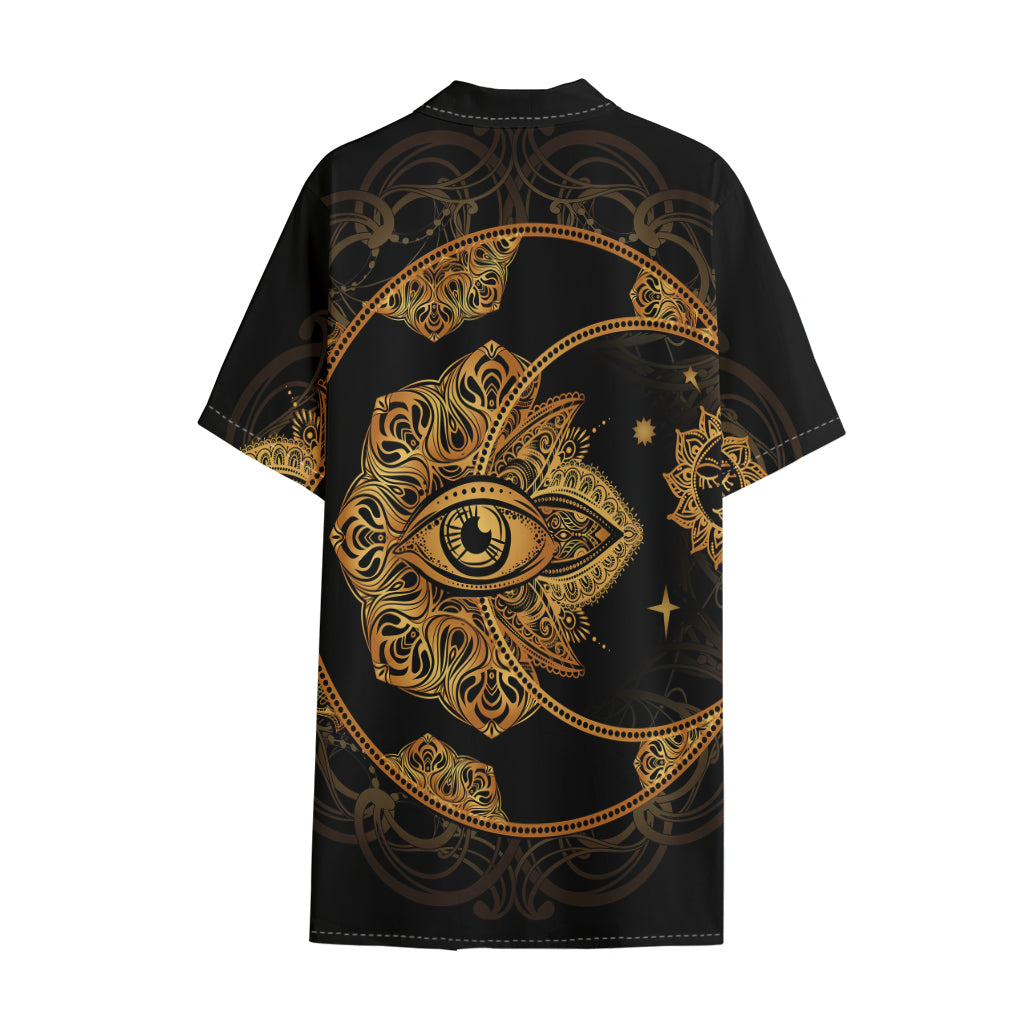 Bohemian Sun And Moon Print Cotton Hawaiian Shirt