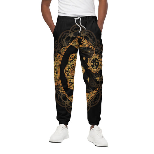 Bohemian Sun And Moon Print Cotton Pants