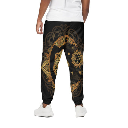 Bohemian Sun And Moon Print Cotton Pants