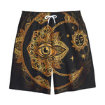 Bohemian Sun And Moon Print Cotton Shorts