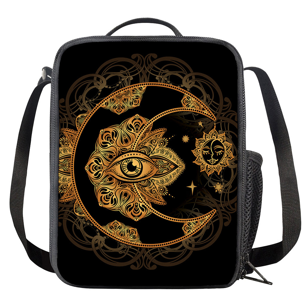 Bohemian Sun And Moon Print Crossbody Lunch Bag