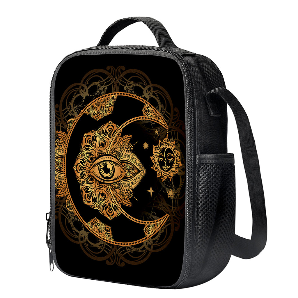 Bohemian Sun And Moon Print Crossbody Lunch Bag