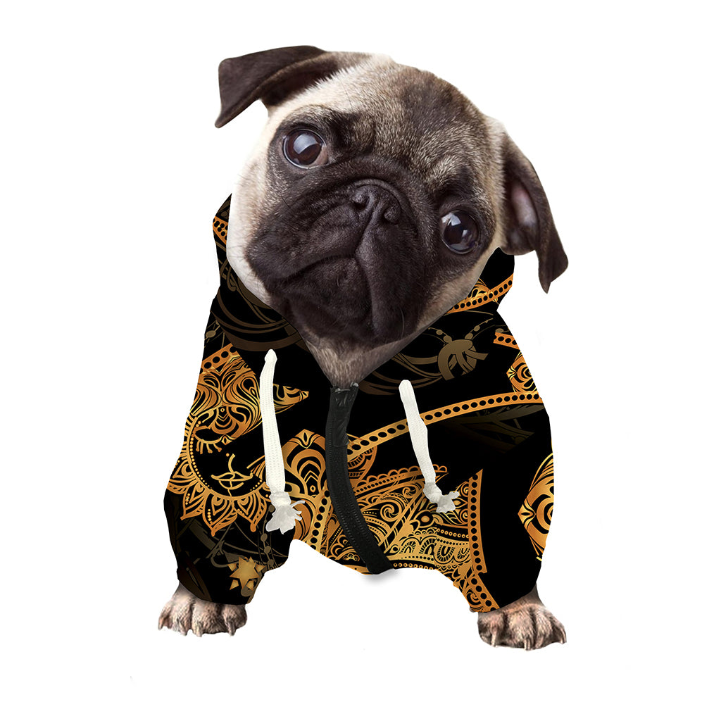 Bohemian Sun And Moon Print Dog Zip Up Hoodie