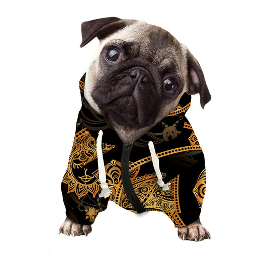 Bohemian Sun And Moon Print Dog Zip Up Hoodie