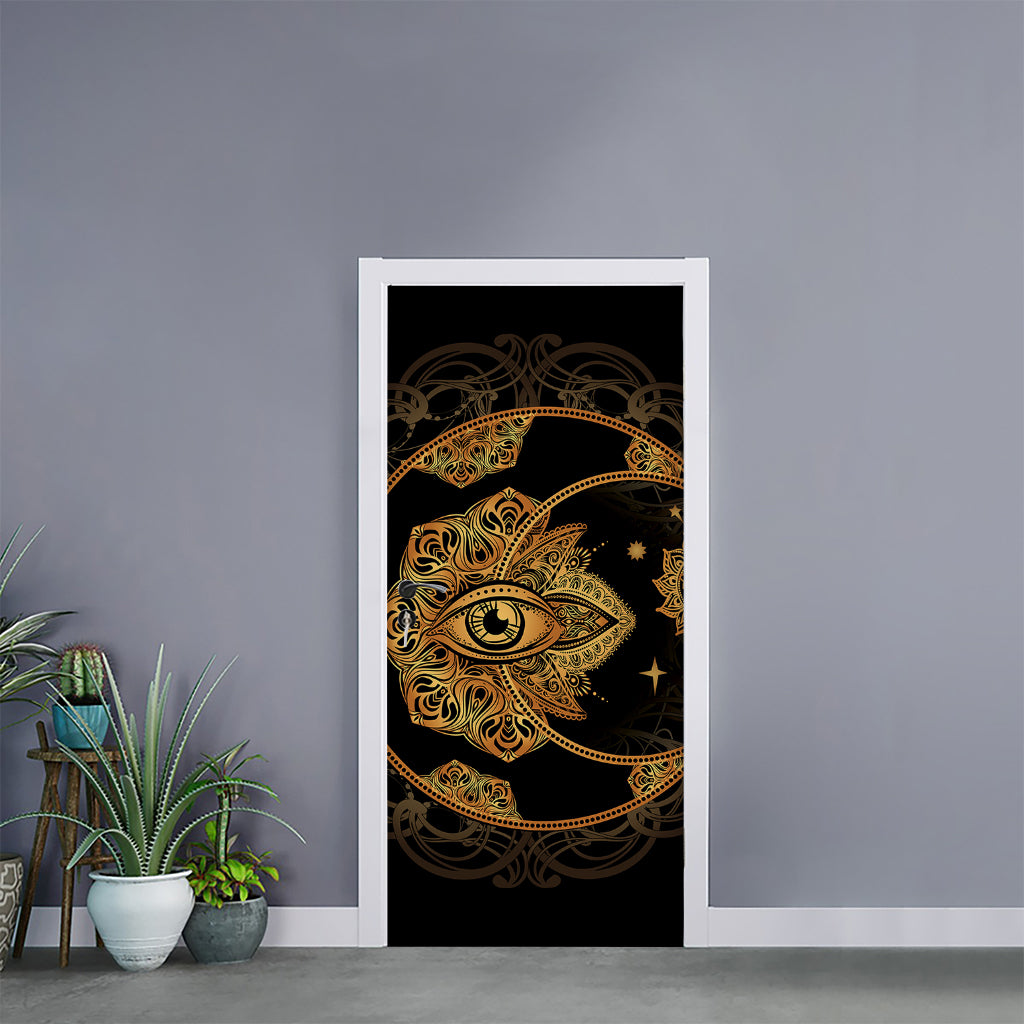Bohemian Sun And Moon Print Door Sticker