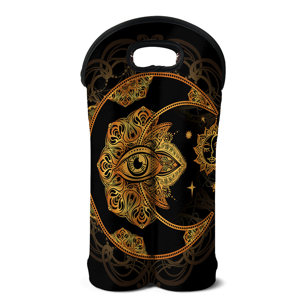 Bohemian Sun And Moon Print Double Neoprene Wine Tote