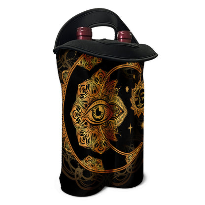 Bohemian Sun And Moon Print Double Neoprene Wine Tote