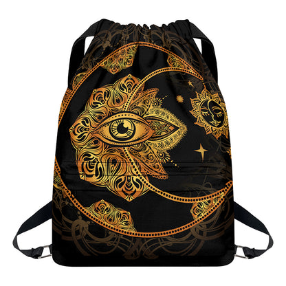 Bohemian Sun And Moon Print Drawstring Backpack
