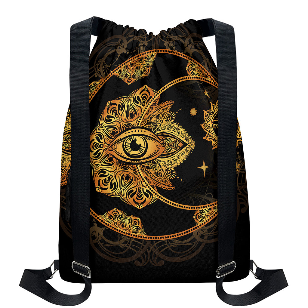Bohemian Sun And Moon Print Drawstring Backpack