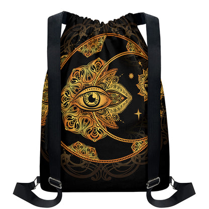 Bohemian Sun And Moon Print Drawstring Backpack