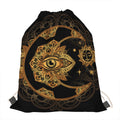 Bohemian Sun And Moon Print Drawstring Bag