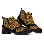 Bohemian Sun And Moon Print Flat Ankle Boots