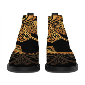 Bohemian Sun And Moon Print Flat Ankle Boots