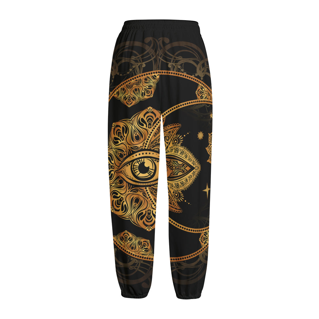 Bohemian Sun And Moon Print Fleece Lined Knit Pants