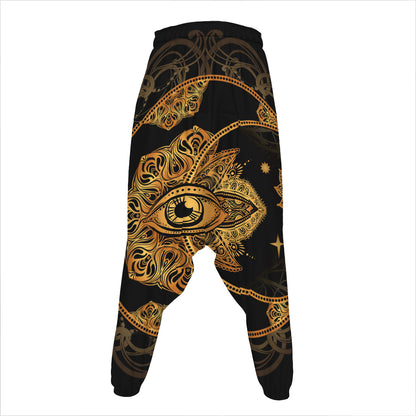 Bohemian Sun And Moon Print Hammer Pants