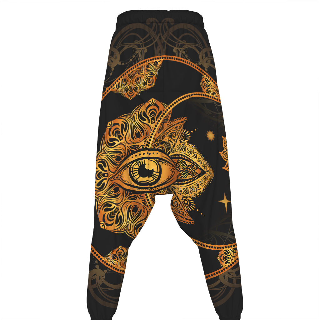 Bohemian Sun And Moon Print Hammer Pants
