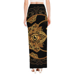 Bohemian Sun And Moon Print High Slit Maxi Skirt