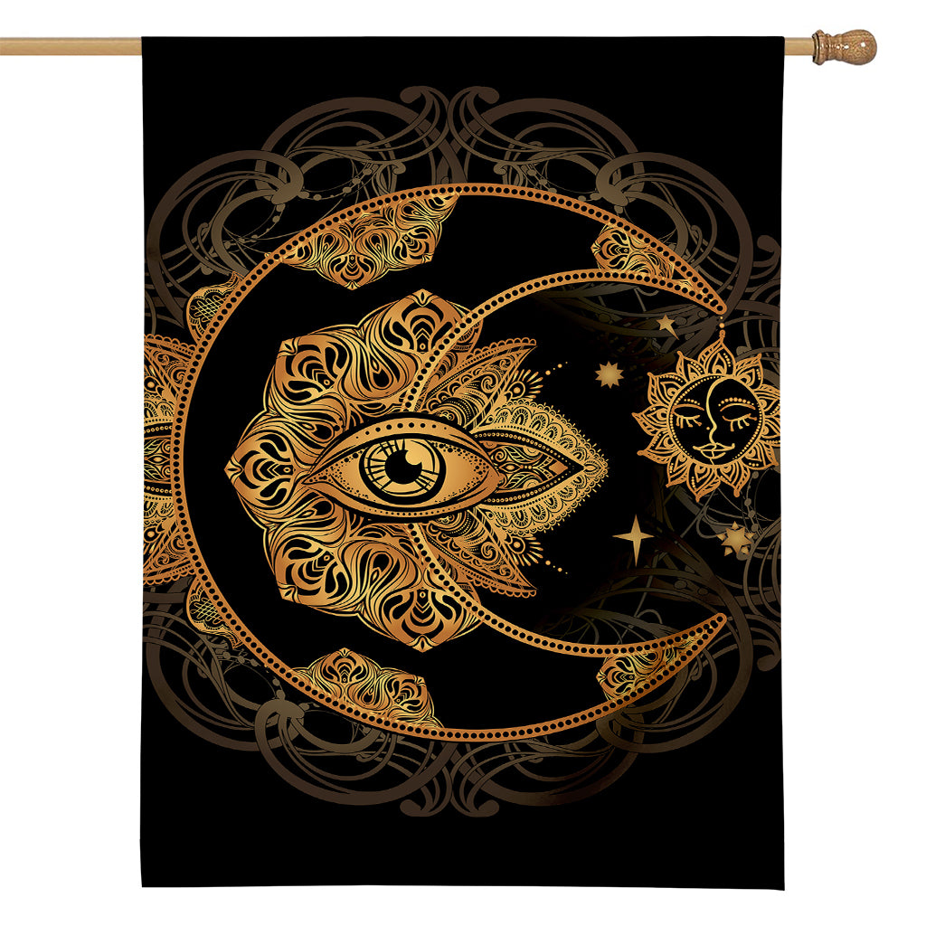 Bohemian Sun And Moon Print House Flag
