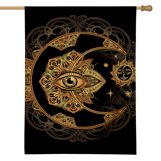 Bohemian Sun And Moon Print House Flag