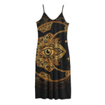 Bohemian Sun And Moon Print Jersey Midi Cami Dress