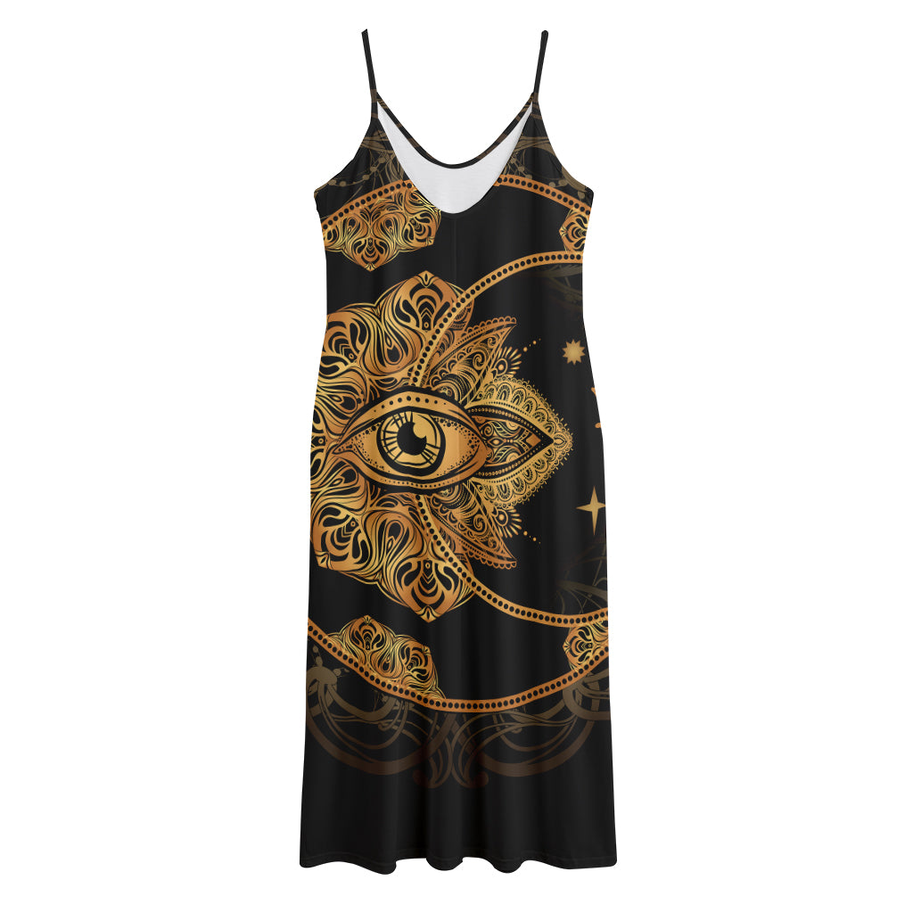 Bohemian Sun And Moon Print Jersey Midi Cami Dress