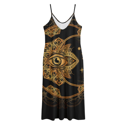 Bohemian Sun And Moon Print Jersey Midi Cami Dress