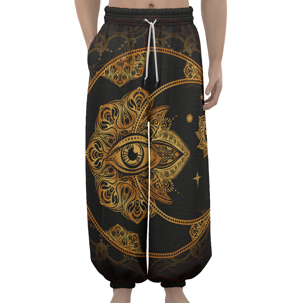 Bohemian Sun And Moon Print Lantern Pants