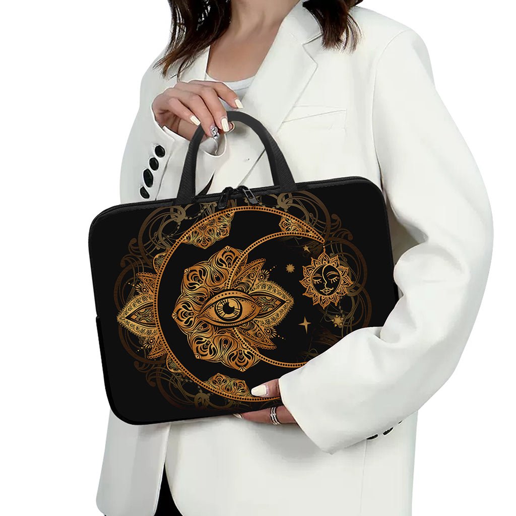 Bohemian Sun And Moon Print Laptop Sleeve With Handle