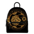 Bohemian Sun And Moon Print Leather Backpack