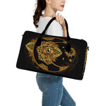 Bohemian Sun And Moon Print Leather Duffle Bag