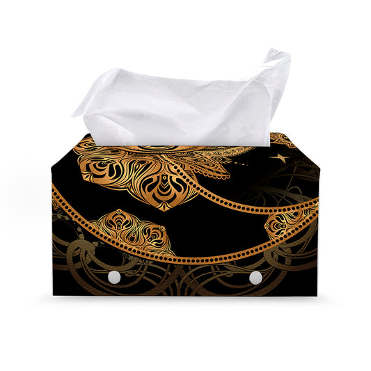Bohemian Sun And Moon Print Leather Tissue Box Cover