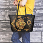 Bohemian Sun And Moon Print Leather Tote Bag
