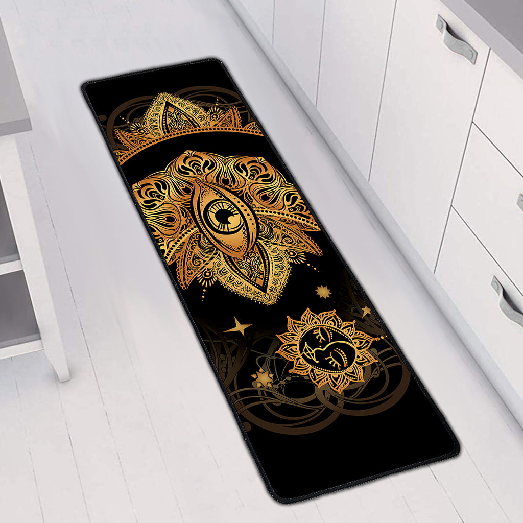 Bohemian Sun And Moon Print Long Kitchen Mat