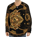 Bohemian Sun And Moon Print Long Sleeve Baseball Jersey