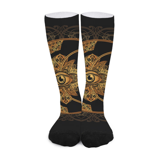 Bohemian Sun And Moon Print Long Socks