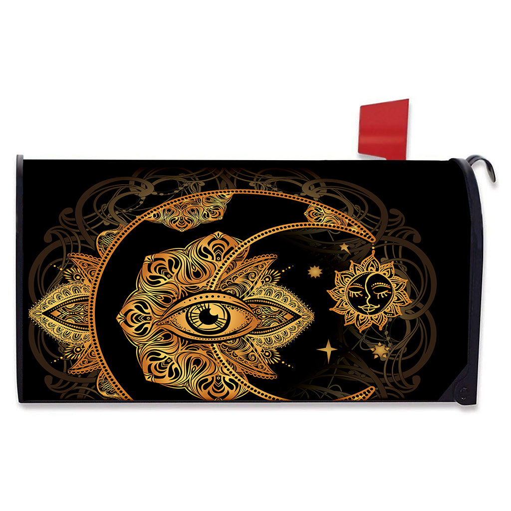 Bohemian Sun And Moon Print Mailbox Cover