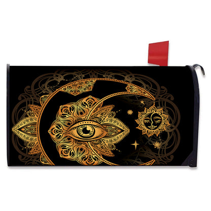Bohemian Sun And Moon Print Mailbox Cover