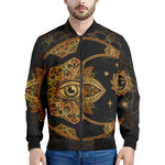 Bohemian Sun And Moon Print Men's Bomber Jacket