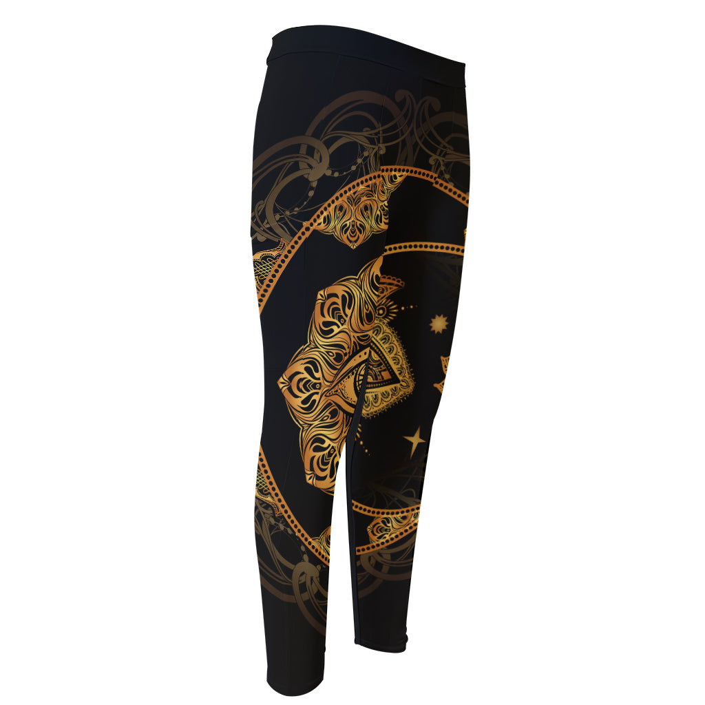 Bohemian Sun And Moon Print Men's Compression Pants