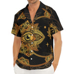 Bohemian Sun And Moon Print Men's Deep V-Neck Shirt